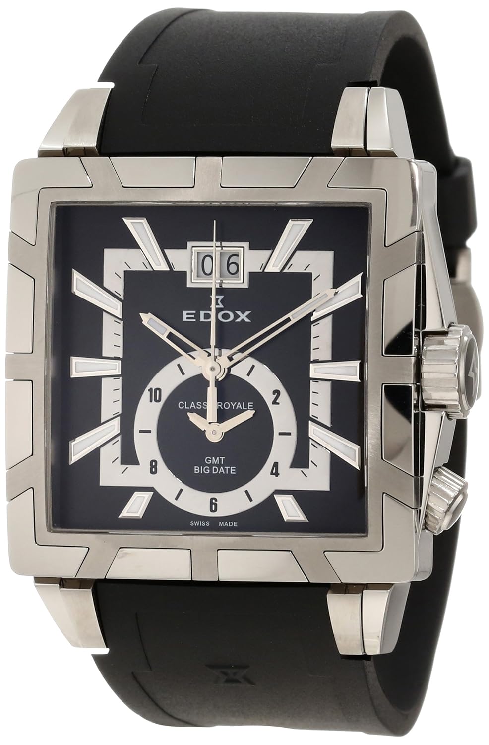 edox mens 62002 3 nin classe royale square gmt watch